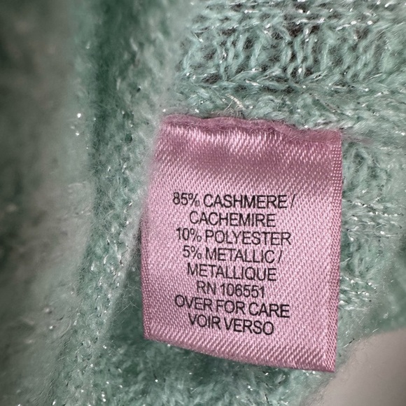 Calypso St. Barth Cashmere Sweater Metallic Lurex Mint Green Textured Women’s L - Picture 4 of 5